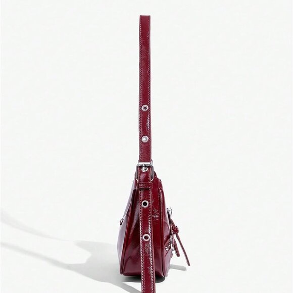 Brand New Rivet Clutch Shoulder Bag 9.8in Black Adjustable - Picture 7 of 8